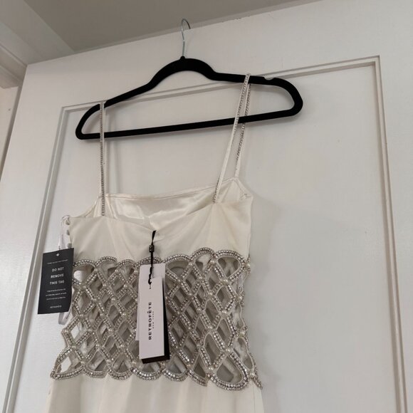 NWT Retrofête Solene Maxi Dress Crystal & Pearl Embellished Cut-Out Square Neck - Picture 9 of 11